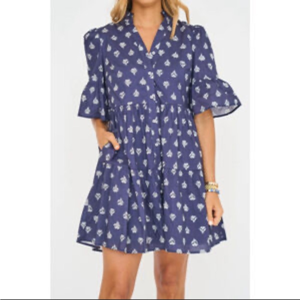 Aureum blue floral dress medium